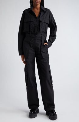 Alexander Wang Long Sleeve Cargo Jumpsuit in Black