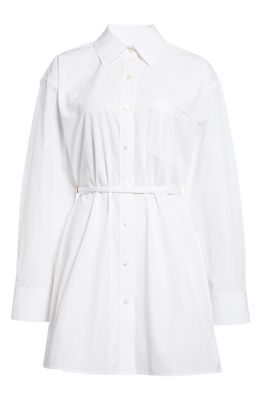 Alexander Wang Long Sleeve Cotton Mini Shirtdress in 100 White