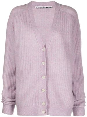 Alexander Wang longline ribbed knit cardigan - Purple