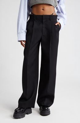 Alexander Wang Low Waist G-String Detail Tailored Wool Trousers in 001 Black
