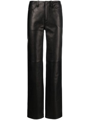 Alexander Wang mid-rise straight-leg leather trousers - Black