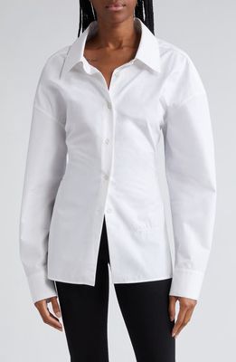 Alexander Wang Mixed Media Button-Up Shirt in White at Nordstrom, Size Medium