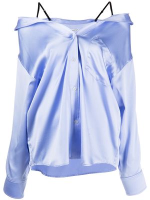 Alexander Wang off-shoulder satin shirt - Blue