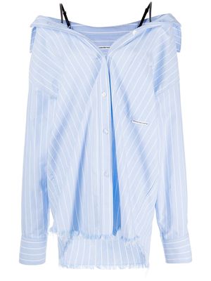 Alexander Wang off-shoulder striped shirt - Blue
