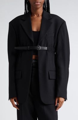 Alexander Wang Oversize Belted Wool Blazer in Black