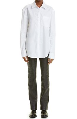Alexander Wang Oversize Cotton Oxford Button-Up Shirt in White