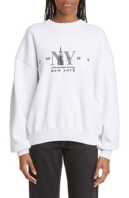 Alexander Wang Oversize Empire State Graphic Sweater in 100 White