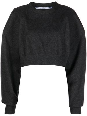 Alexander Wang OVERSIZED CROPPED PULLOVER WITH BONDED SHOULDER - Grey
