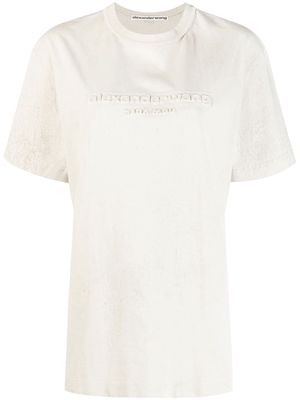 Alexander Wang plaster-dyed embossed-logo T-shirt - Grey