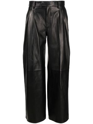 Alexander Wang pleated wide-leg leather trousers - Black