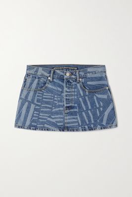 Alexander Wang - Printed Denim Mini Skirt - Blue