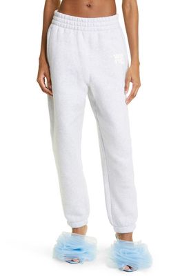 Alexander Wang Puff Logo Structured Terry Sweatpants in Light Heather Grey