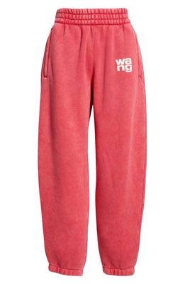 Alexander Wang Puff Logo Structured Terry Sweatpants in Soft Cherry