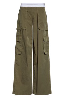 Alexander Wang Rave Logo Waist Cotton Cargo Pants in Army Green