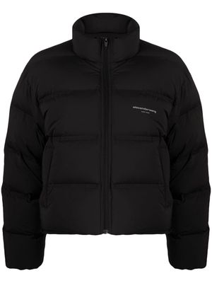 Alexander Wang reflective-logo cropped puffer jacket - Black