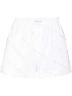 Alexander Wang rhinestone logo track shorts - White