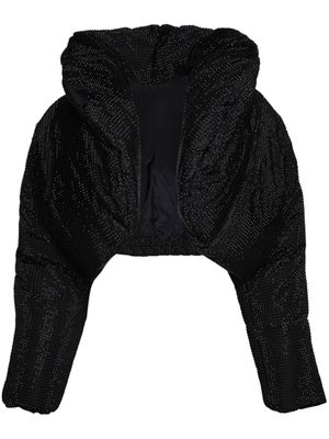 Alexander Wang rhinestoned cropped puffer jacket - Black