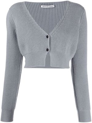Alexander Wang ribbed-knit cropped cardigan - Blue