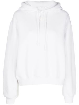Alexander Wang rubberised logo cotton hoodie - White