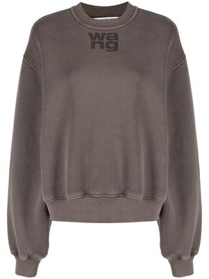 Alexander Wang rubberised-logo cotton sweatshirt - Grey