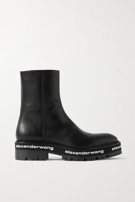 Alexander Wang - Sanford Logo-print Leather Ankle Boots - Black