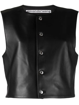 Alexander Wang Shrunken sleeveless leather top - Black