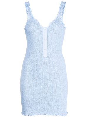 Alexander Wang smocked cotton mini dress - Blue