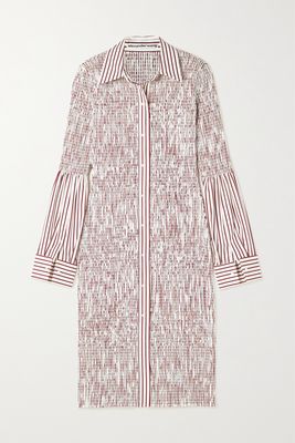 Alexander Wang - Smocked Striped Cotton-poplin Shirt Dress - White