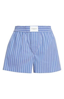 Alexander Wang Stripe Shrunken Boxer Shorts in Blue/White