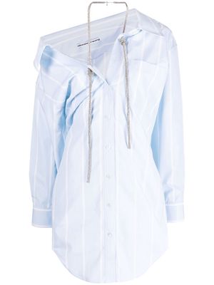 Alexander Wang striped crystal-embellished shirt dress - Blue