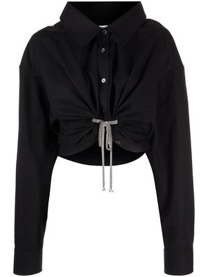 Alexander Wang tie-fastening cropped cotton shirt - Black