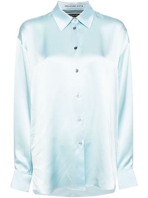 Alexander Wang tulle-panel silk shirt - Blue