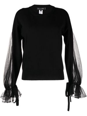 Alexander Wang tulle-sleeve knitted jumper - Black