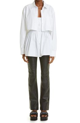 Alexander Wang Two-Piece Peplum Camisole & Crop Button-Up Shirt in White