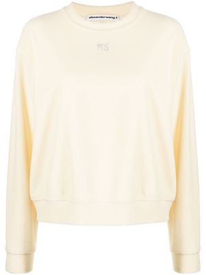 Alexander Wang velvet crystal-logo sweatshirt - Yellow