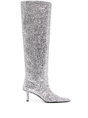 Alexander Wang Viola 60mm glitter long boots - Silver