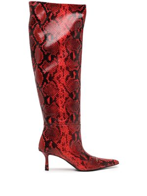 Alexander Wang Viola snake-print leather boots - Red