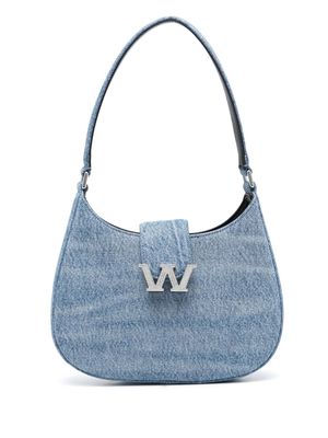 Alexander Wang whiskering-effect denim shoulder bag - Blue