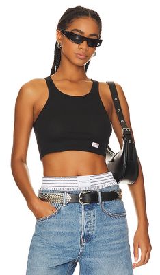 Alexander Wang Womens Cropped Classic Racer Tank in Black