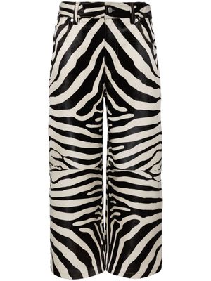 Alexander Wang zebra-print cropped leather trousers - Black