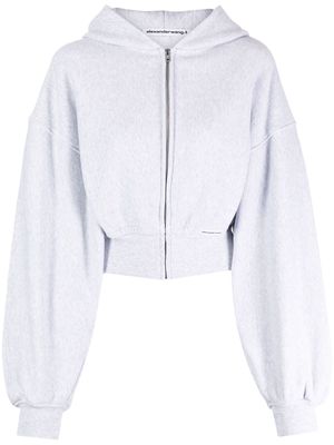 Alexander Wang zip-up cropped hoodie - Grey