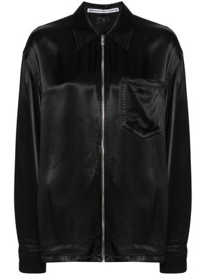 Alexander Wang zip-up satin shirt - Black