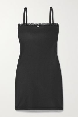 alexanderwang.t - Lace-trimmed Stretch-jersey Mini Dress - Black