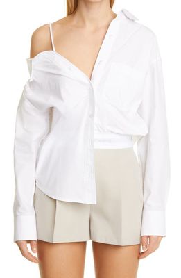 alexanderwang. t One-Shoulder Cotton Button-Up Shirt in Bright White