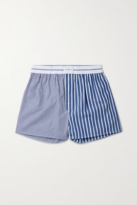 alexanderwang.t - Striped Cotton-poplin Shorts - Blue