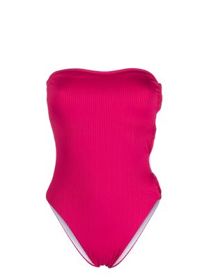 Alexandra Miro Rosa ring-detail ribbed swimsuit - Pink