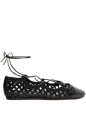 Alexandre Birman Ballerina Tresse woven leather lace-up ballerina shoes - Black