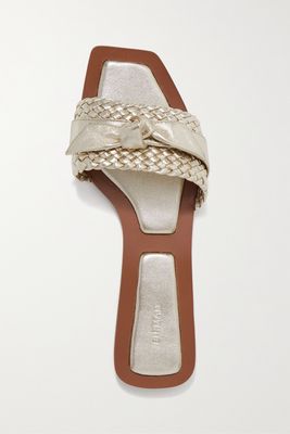 Alexandre Birman - Clarita Bow-embellished Braided Metallic Leather Sandals - Silver