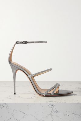 Alexandre Birman - Lacy Zircone Crystal-embellished Metallic Leather Sandals - Silver