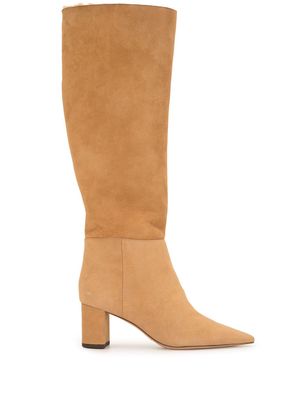 Alexandre Birman pointed toe suede boots - Brown